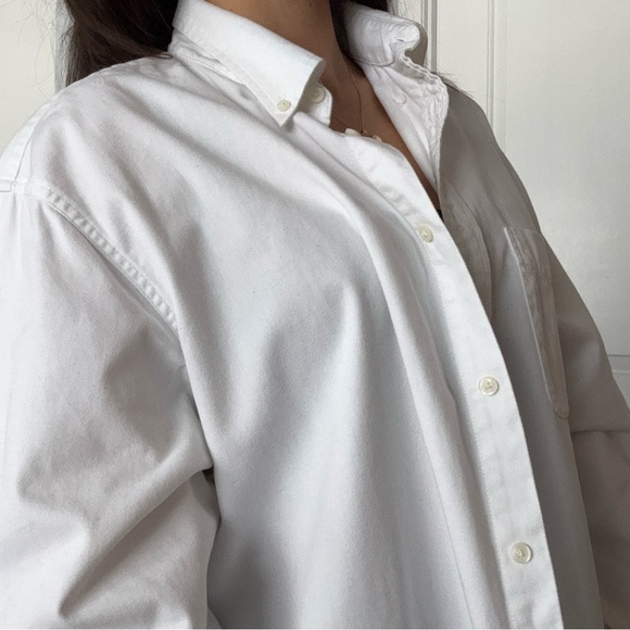 Land’s End Oxford Button Down White Long Sleeve Shirt 100% Cotton - Picture 4 of 9
